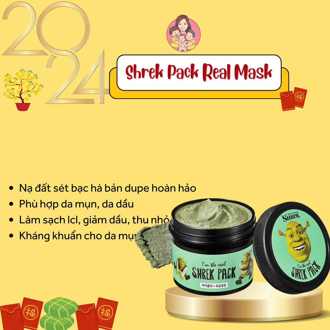 Mặt nạ đất sét tươi i'm the real shrek pack