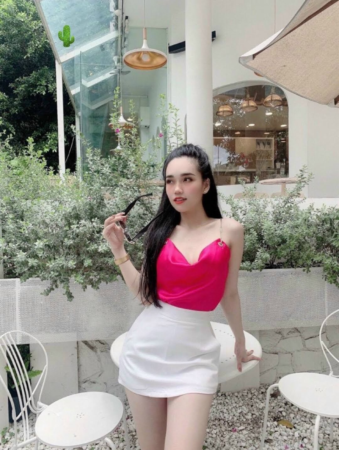 Áo kiểu 2 dây phối xích chất vải phi bóng sang chảnh Cam Kết hàng y hình kèm ảnh thật