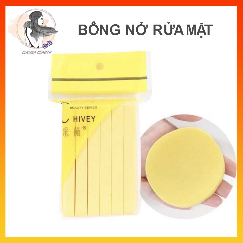 1 miếng bông nở rửa mặt, miếng bọt biển rửa mặt - claura beauty