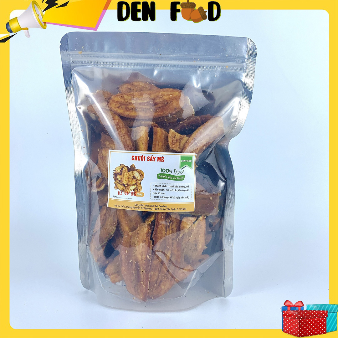 Chuối sấy mè gừng giòn tan túi 400gr