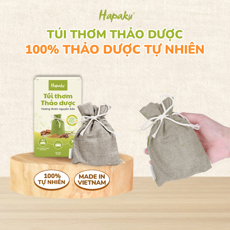 Túi thơm thảo dược Hapaku hương thơm nguyên bản khử mùi, khử khuẩn, túi thơm treo tủ quần áo, túi thơm treo xe hơi