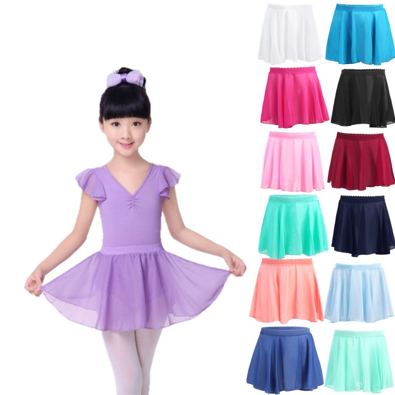 （A VOGUE） ✜✧◙ Summer Kids Elastic Waist Chiffon Skirt Children Girls Ballet Dance Tulle