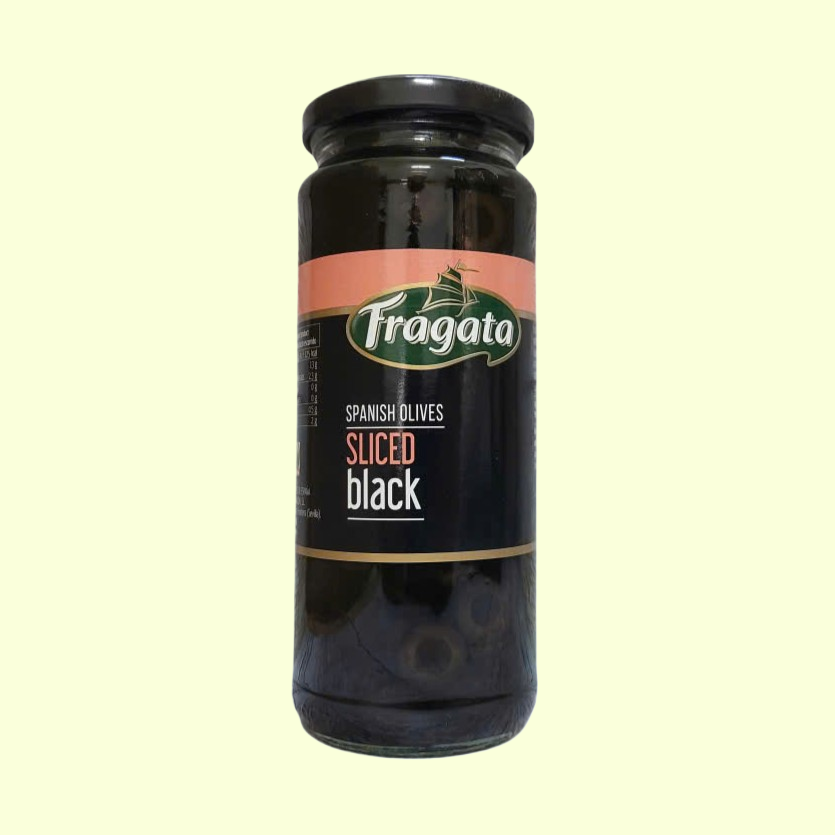 FRAGATA + Lọ thủy tinh 330g + Ô LIU ĐEN CẮT LÁT Spanish Black Olives Sliced
