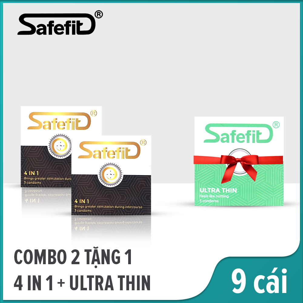Combo 2 hộp bao cao su safefit 4 in 1