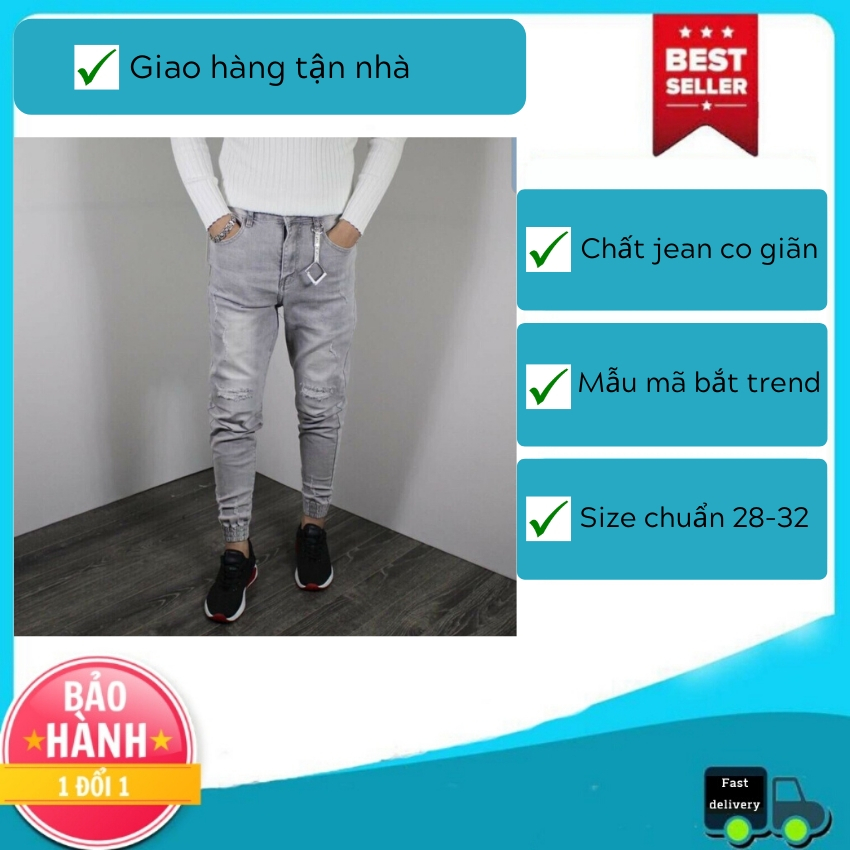 Quần Jean Nam Quần Bò Nam QUẦN JEAN NAM CHẤT BÒ CAO CẤP HÀN QUỐC XÁM TRƠN ÔM GẤU PHONG CÁCH MS166 TEEN GROUP