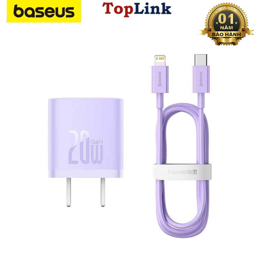 Củ Sạc Nhanh 20w Cho Iphone 11 12 13 14 Baseus Gan 5 Fast Charger 1 Type-C PD/ QC Chống Cháy, Nhỏ Gọ