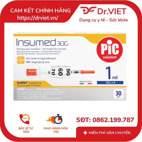 Xylanh sử dụng để tiêm insulin 100UI loại kim 30G x 8mm