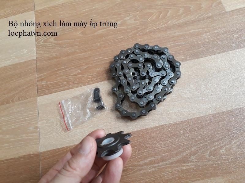 Nhông xích làm máy ấp trứng - phụ kiện máy ấp trứng đảo nghiêng - nhông trục 7 và xích