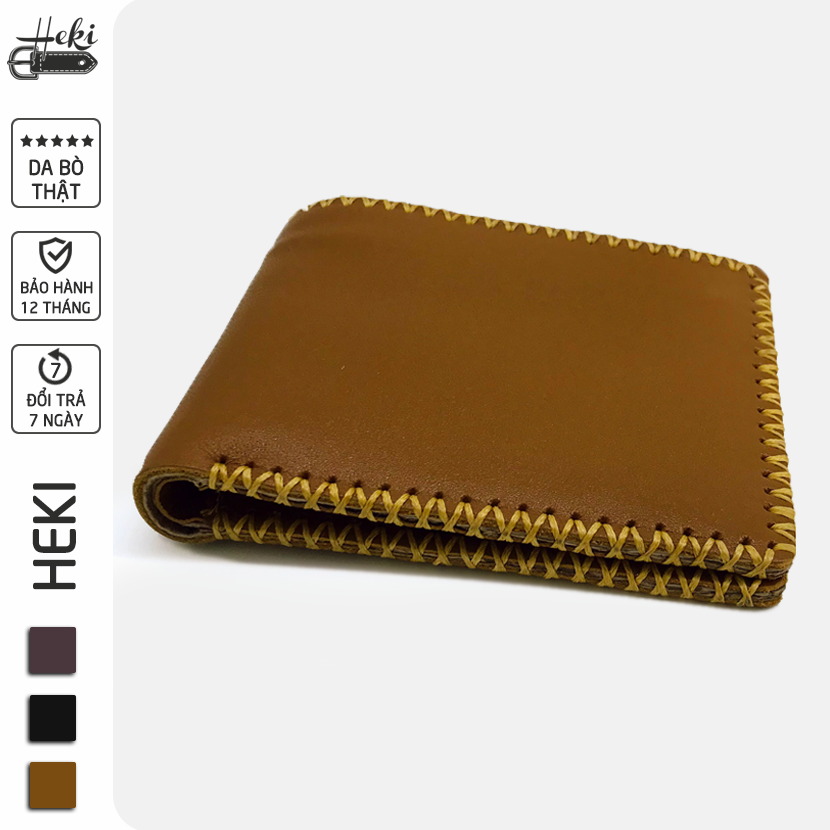 [HCM]Ví ngang nam da bò cao cấp HEKI handmade độc đáo sang trọng NX02