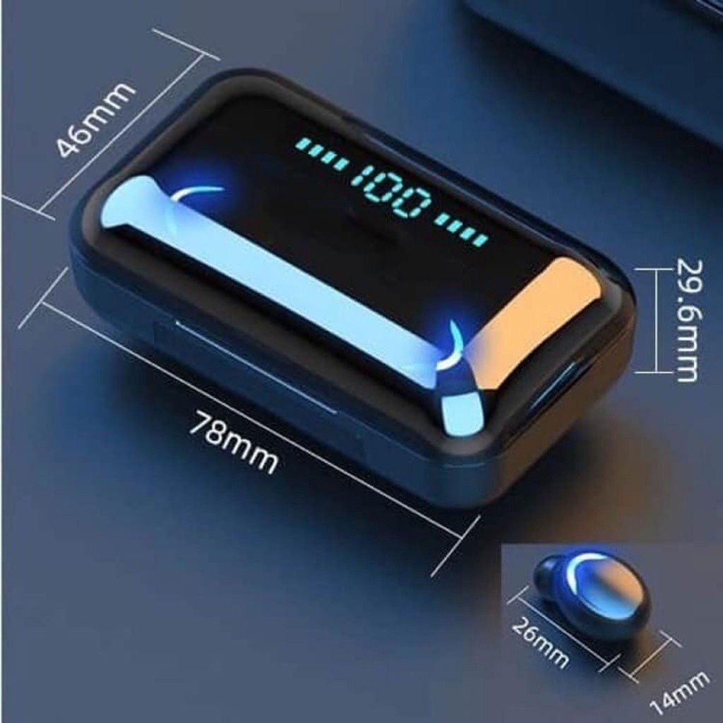 Tai nghe bluetooth F9 Pro - M10 - M19 - S10 Pro Cao Cấp cảm ứng vân tay kèm đốc sạn hiển thị dung lượng pin kiêm sạc dự phòng