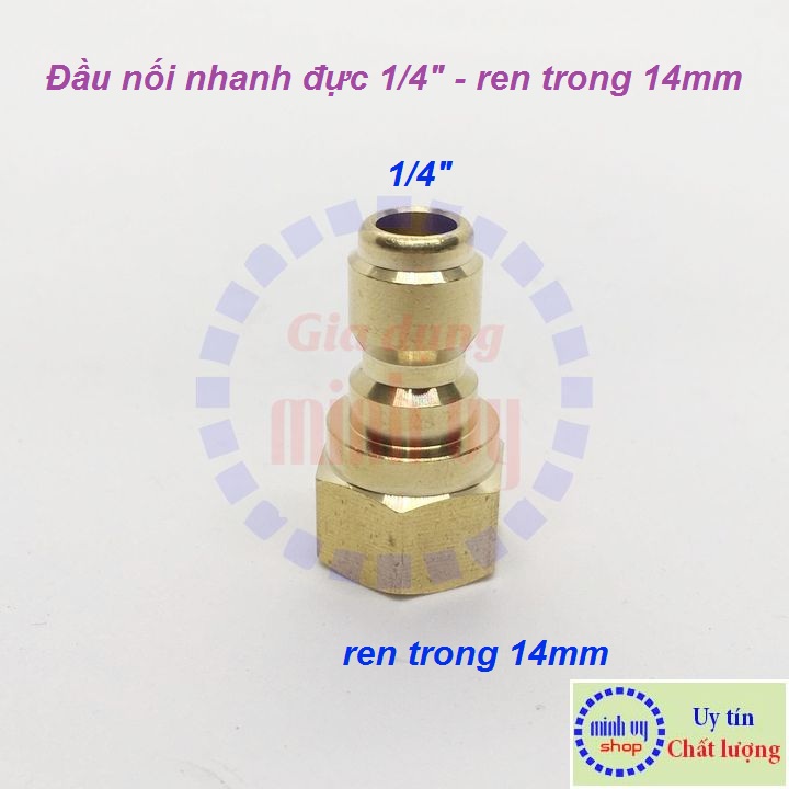 Đầu đực nối nhanh 1/4 inch - ren trong 14mm lõm