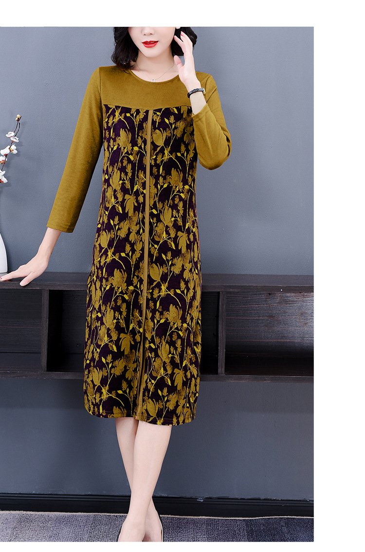 Đầm suông thu đông trung niên cao cấp, váy đầm suông trẻ trung