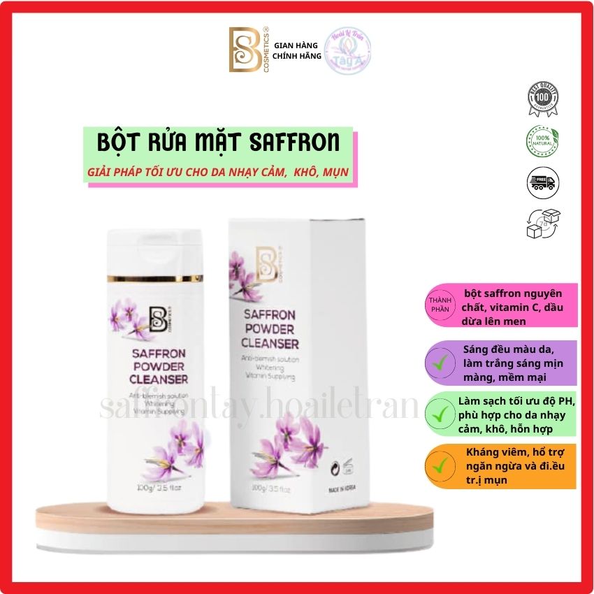 Bột rửa mặt Saffron - Saffron powder clean 3Trong 1 BS Cosmetics korea hlt12 Nhuỵ hoa nghệ tây, saffrontaya.hoailetran