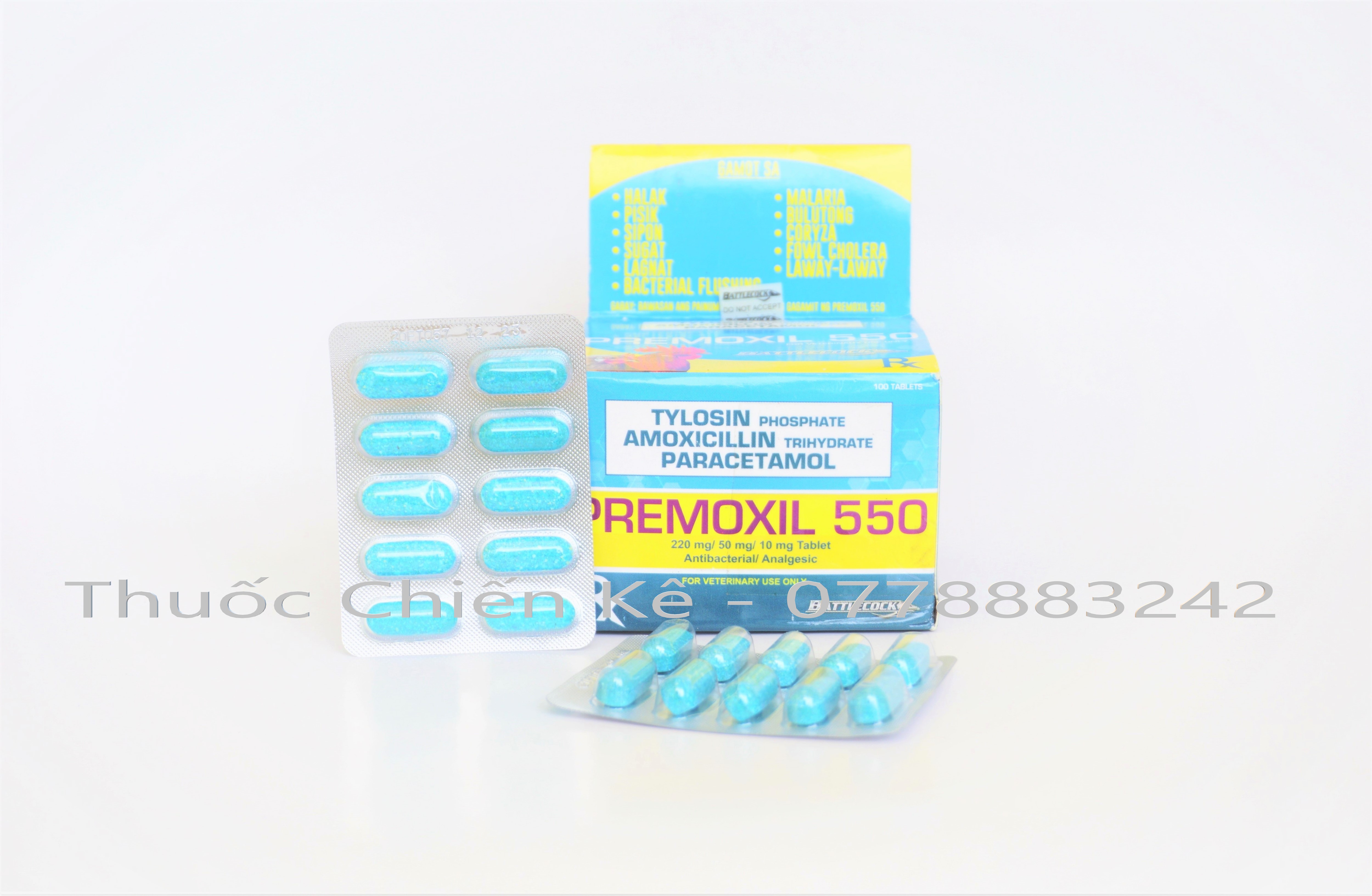 Premoxil 550 thuốc trị tang khò khè sổ mũi dành cho gà đá .