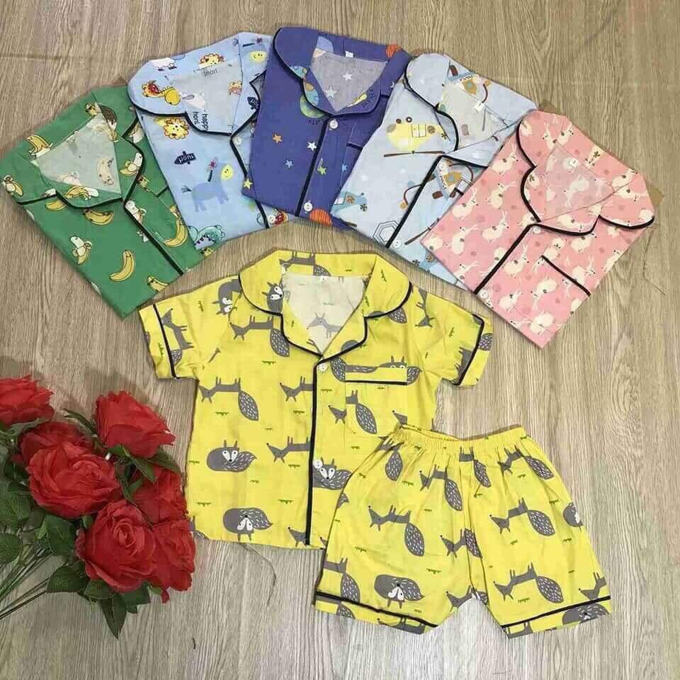 Combo 03 bộ pizama bé trai,gái size 8-18kg 100% vải kate thái hàng xịn