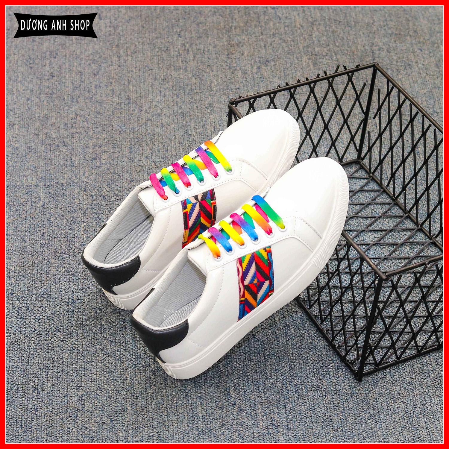 Giày thể thao nam, sneaker , giày nam dây buộc đa sắc cực hot. Mã M19-trắng
