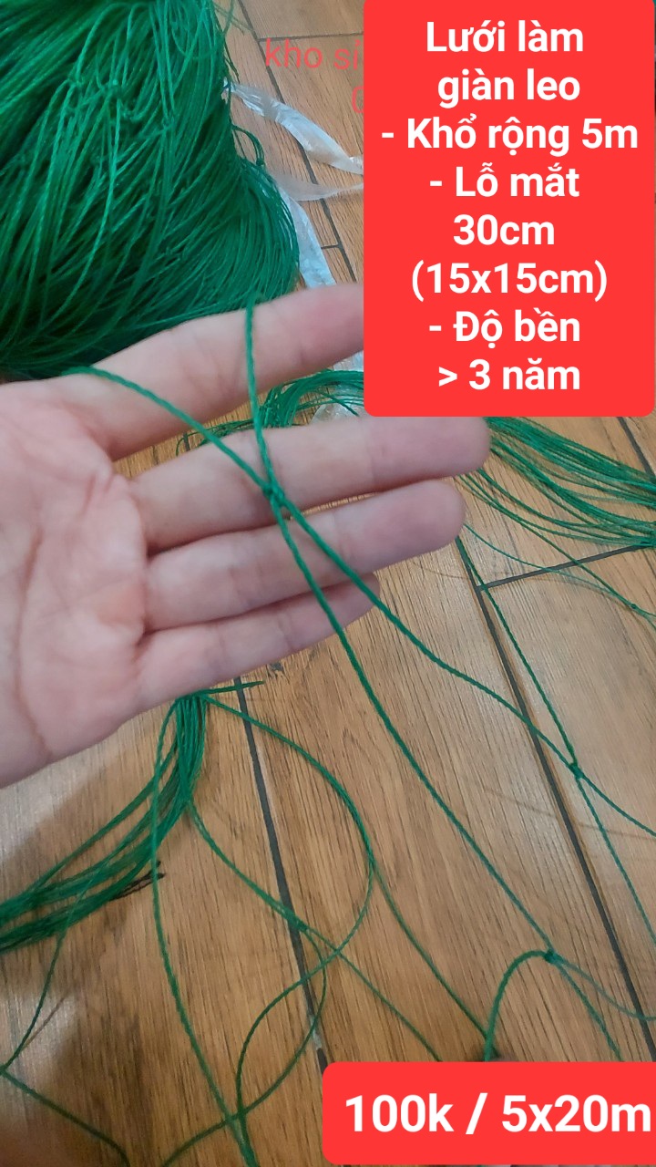 Lưới làm giàn leo cho cây trồng, lưới xanh mềm, khổ rộng 5m dài 20m