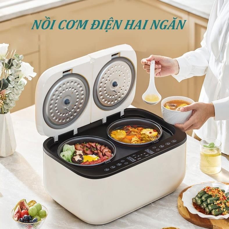 Nồi cơm điện, Nồi cơm điện 2 ngăn, Nồi cơm điện đôi 2 ngăn đa năng CHANGHONG màn hình cảm ứng điều khiển kép, Nồi cơm