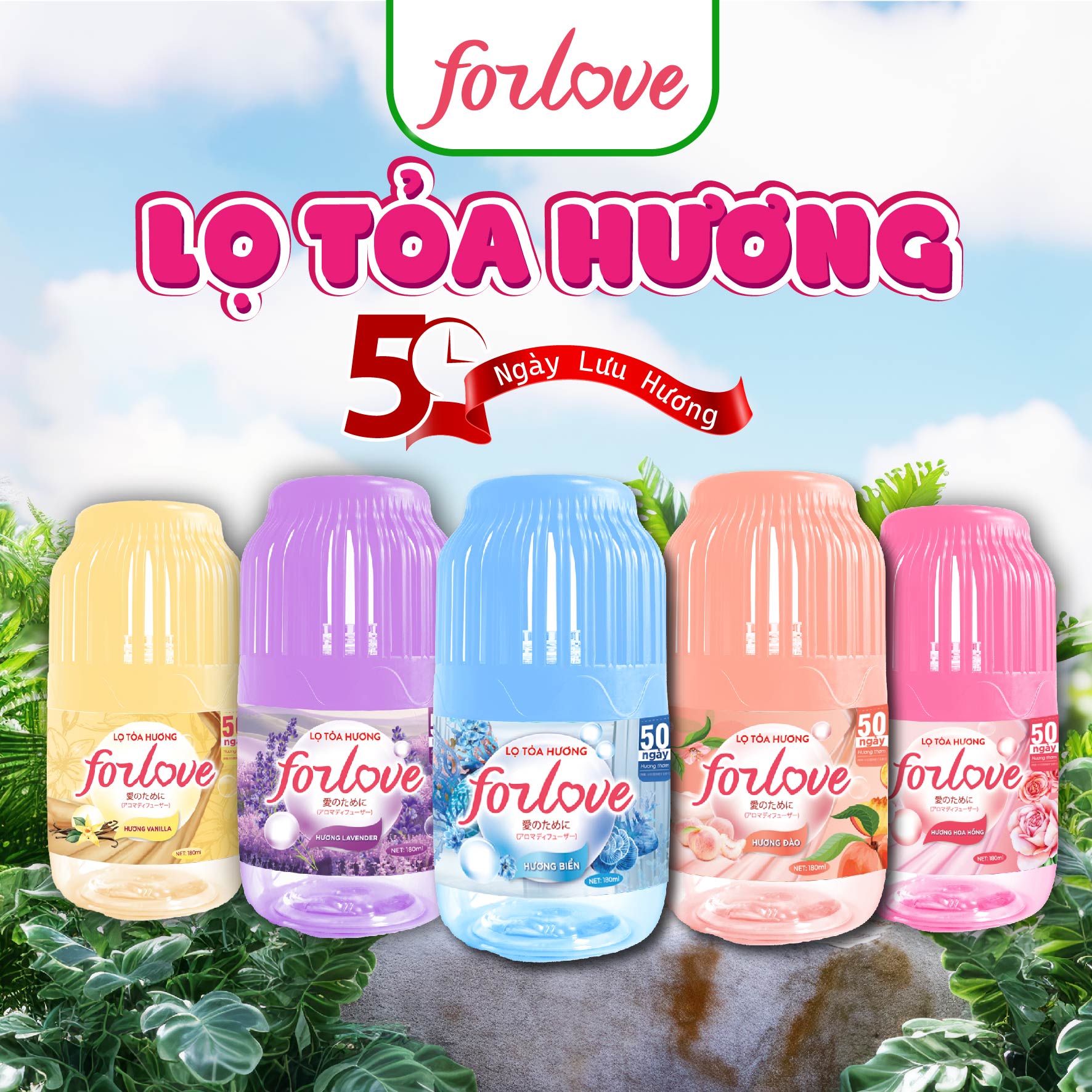 Lọ Tỏa Hương Forlove, Tinh Dầu Thơm Mùi hương hoa quả dịu nhẹ, kích thích não bộ thư giãn - MPS