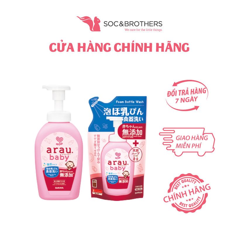 Combo nước rửa bình arau baby bình và túi