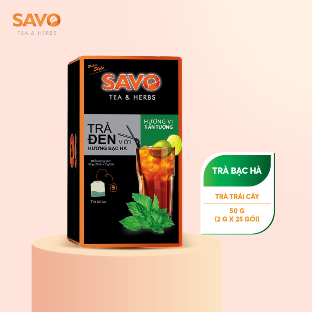 Trà bạc hà túi lọc savo - hộp 25 gói x 2g