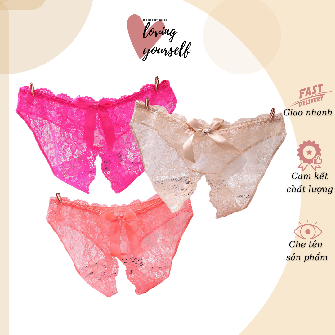 Quần lót lọt khe ren hở mông, quần lót nữ sexy hở đáy gợi cảm EQ074