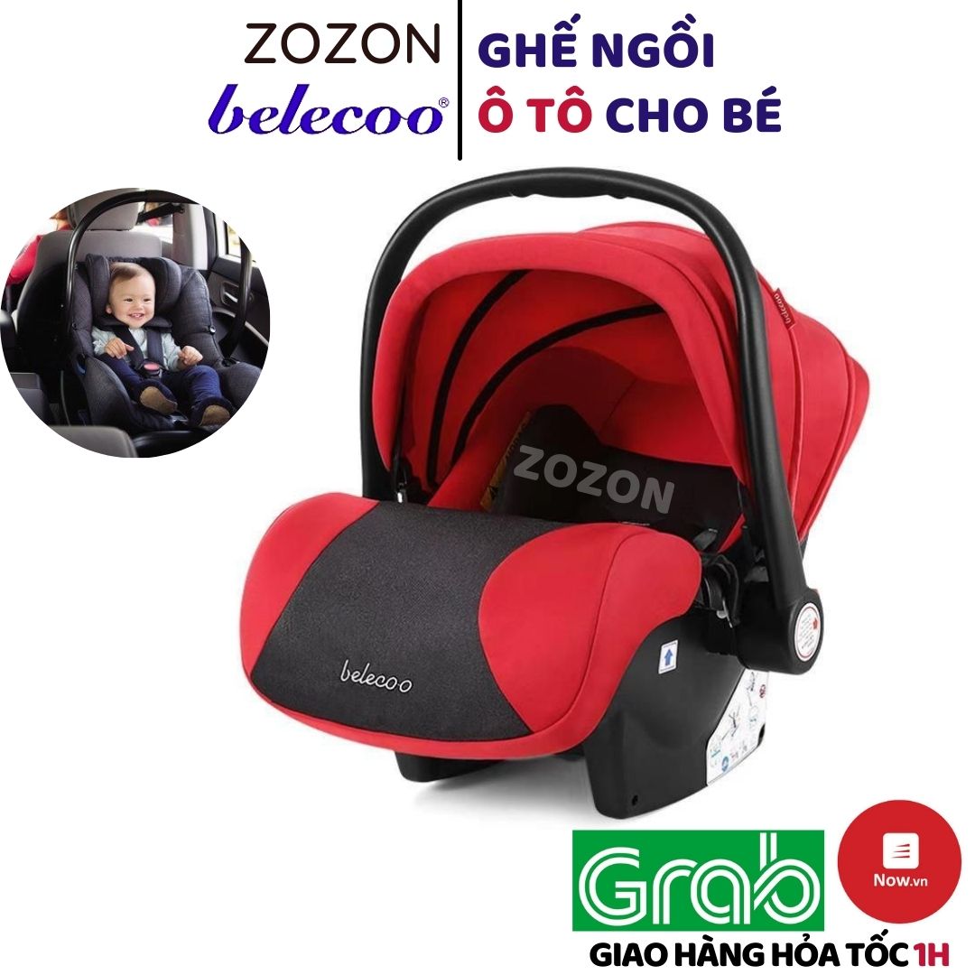 Ghế ngồi ô tô cho bé Belecoo chính hãng CAR SEAT an toàn cho trẻ em từ sơ sinh tới 5 tuổi gắn được vào xe đẩy nôi Zozon