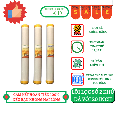 Lõi cation 20 inch lõi lọc xử lý đá vôi cặn canxi/ lõi lọc đầu nguồn