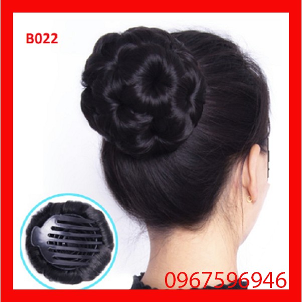 Búi tóc giả trung niên, búi hoa không đính đá