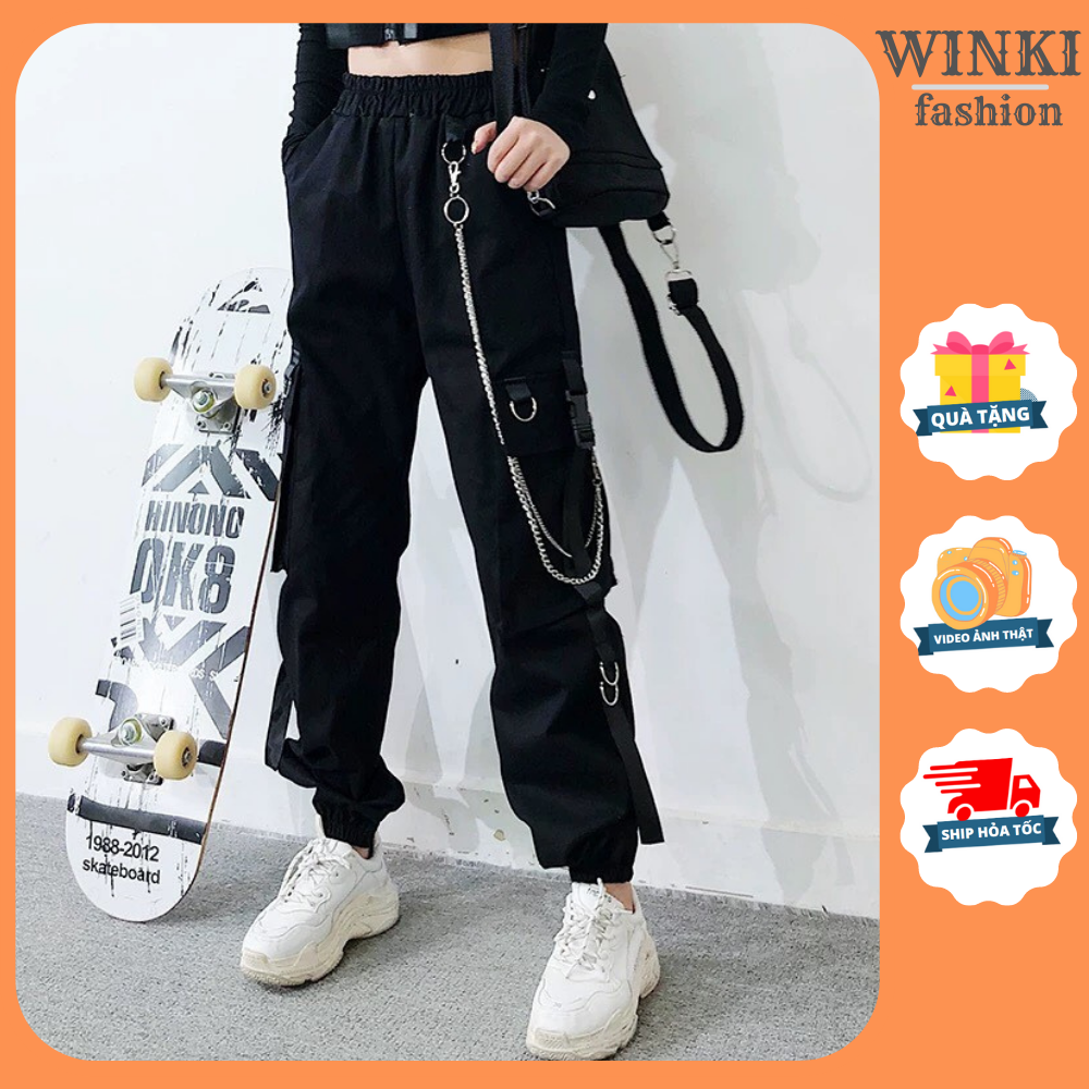 Quần kaki túi hộp,Quần jogger kaki kèm dây xích WINKI