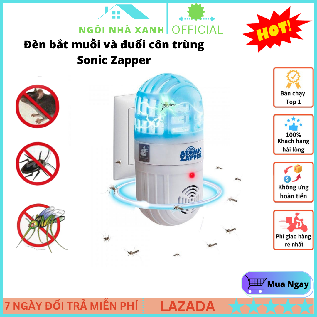 Máy bắt muỗi thông minh, Đèn bắt muỗi và đuổi côn trùng Sonic Zapper Chĩnh Hãng, máy diệt côn trùng, đèn diệt muỗi, đèn đuổi muỗi thu hút và tiêu diệt muỗi,côn trùng, các loại sâu bọ bay, an toàn và tiện lợi