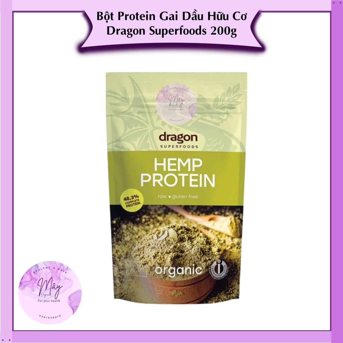 Bột Protein Hạt Gai Dầu Hữu Cơ Dragon Superfoods 200g Organic Hemp Powder