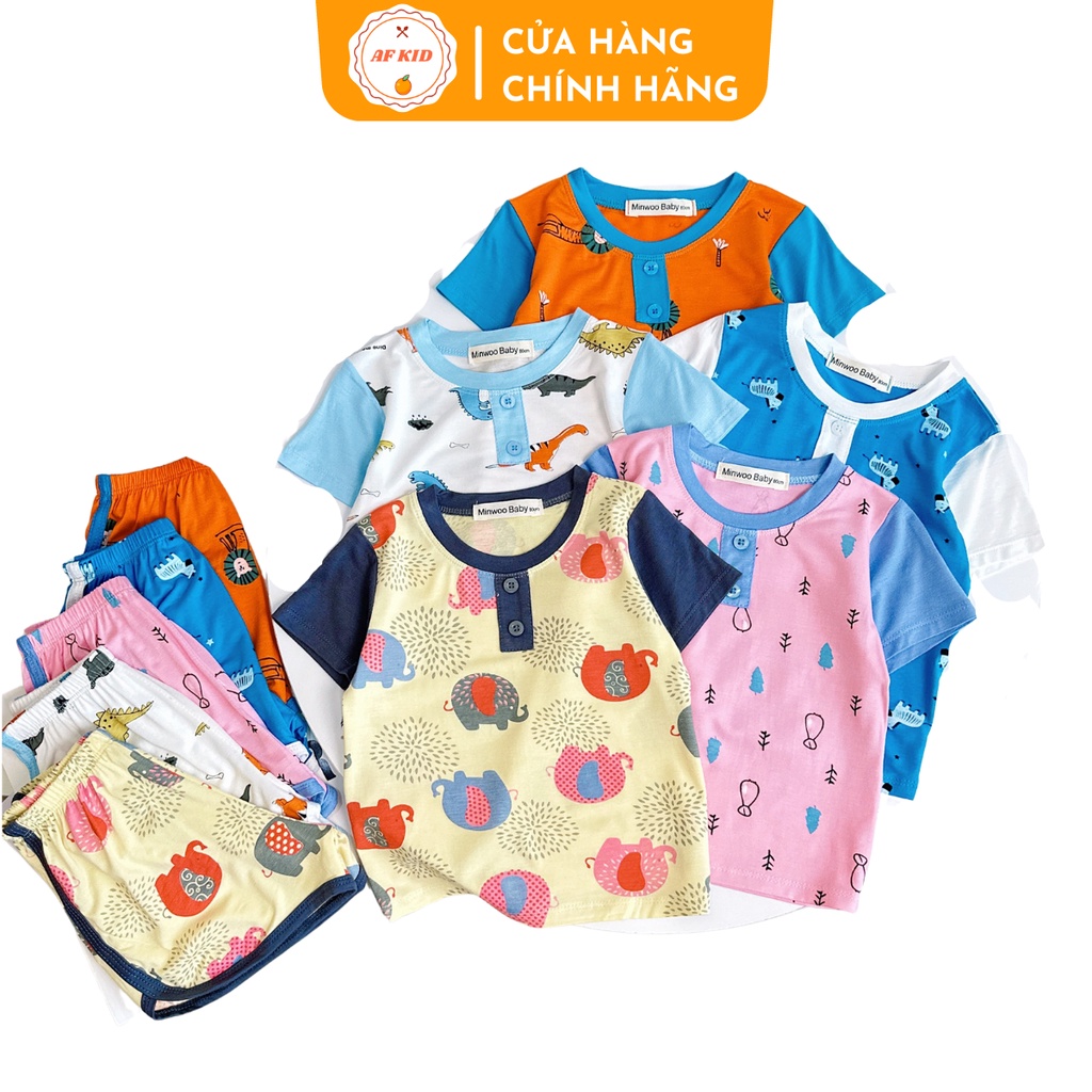 Bộ quần áo cộc tay AF KID Voi con 2 Cúc họa tiết vui nhộn cho bé trai bé gái chất Borip cao cấp siêu mềm siêu mát - AF Kids