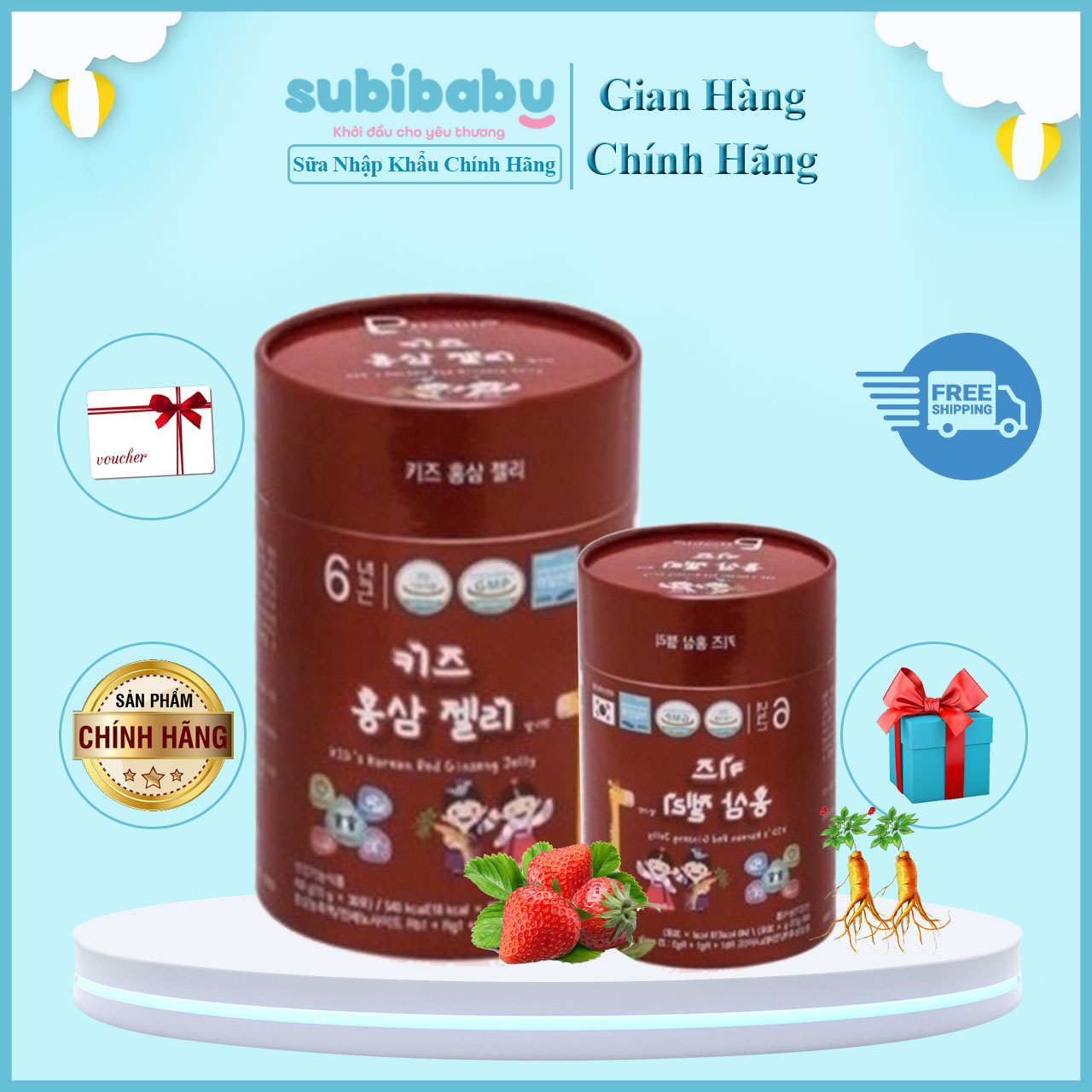 Thạch hồng sâm Baby PI Korea 30 gói hộp - Nhập Khẩu Hàn Quốc
