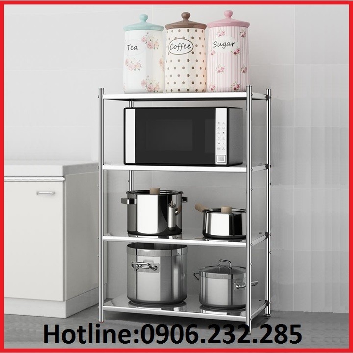 Kệ để đồ, kệ nhà bếp 4 tầng 53x35x100cm, chất liệu inox cao cấp, thiết kế tầng nâng hạ, kệ để lò vi sóng