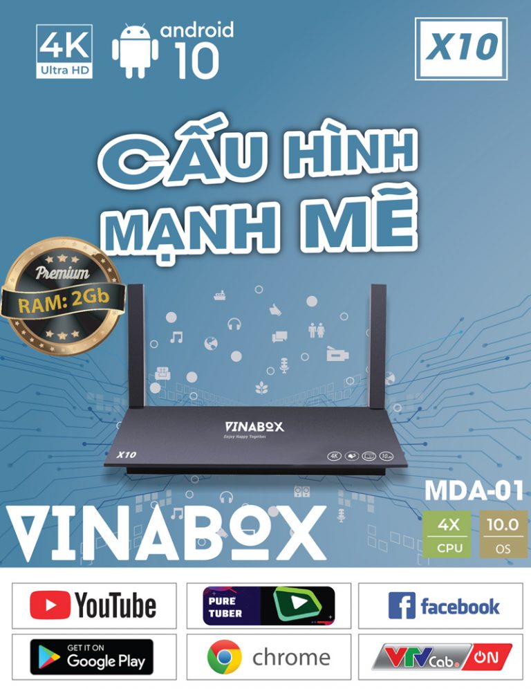 Tv box vinabox x10 4g black chính hãng