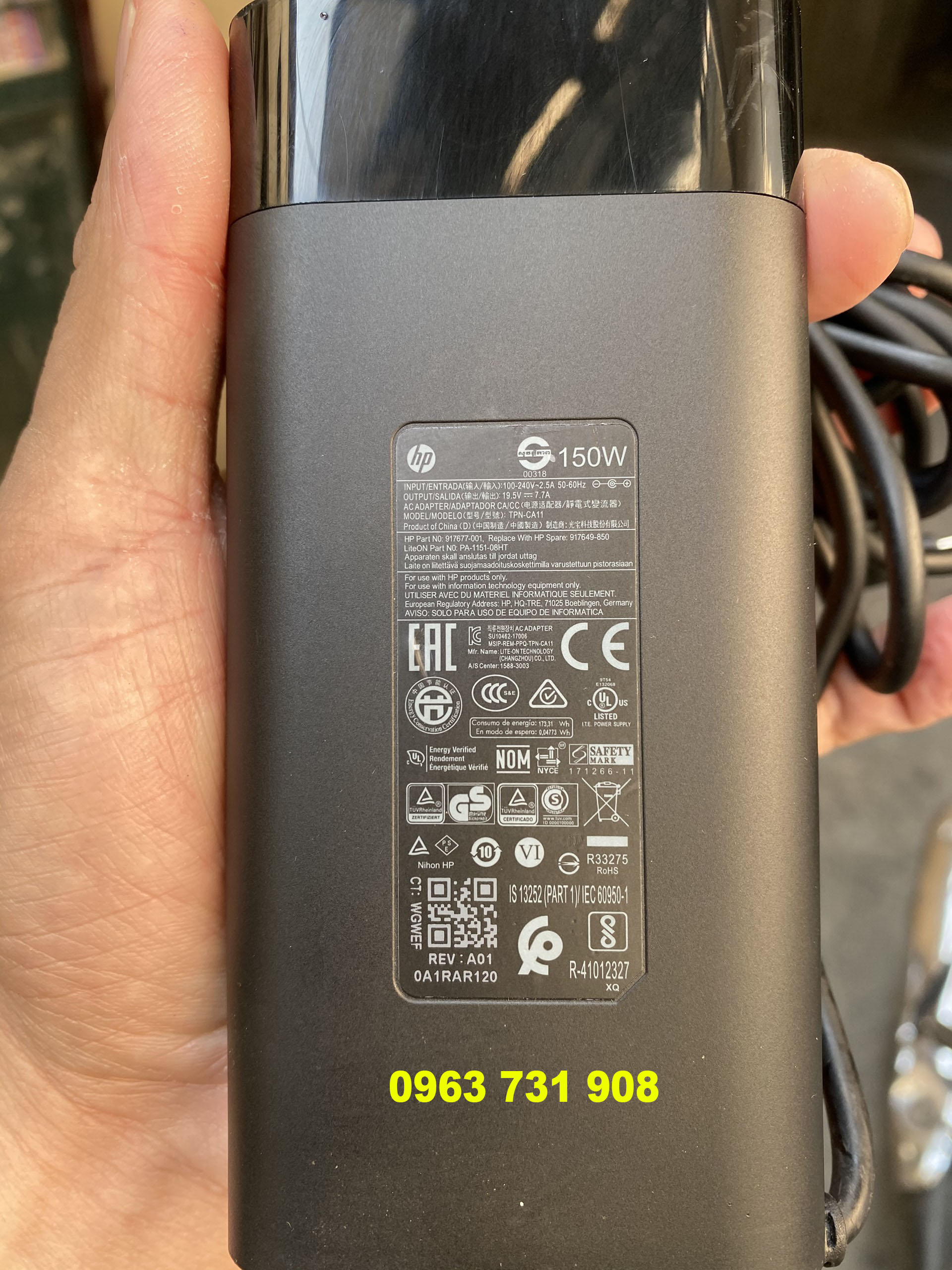 Sạc laptop HP 150w zin theo máy