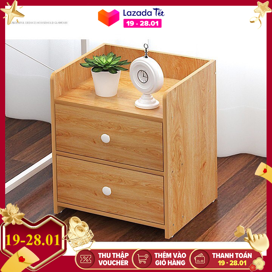 Tủ đầu giường - Tab đầu giường - Tủ gỗ 2 ngăn kích thước 40 x 26 x 32,5cm - Tủ đầu giường gỗ MDF bền đẹp, chống nước -  Tab đầu giường Vin House