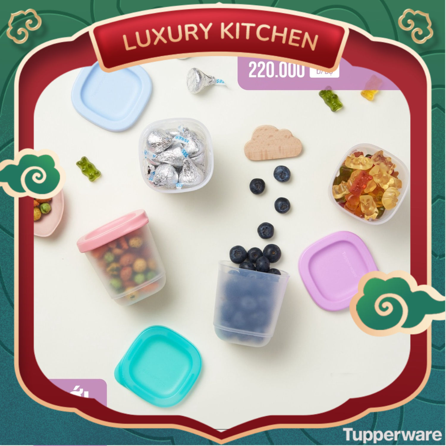 Bộ bảo quản thực phẩm Cubix Mini Square 110ml - Tupperware, đựng các thực phẩm thừa sau bữa ăn trong tủ lạnh