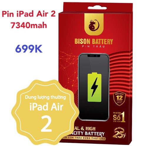 Pin  Air 2 (2014) mã  A1547 chính hãng BISON dung lượng 7340mah-BH 12 tháng