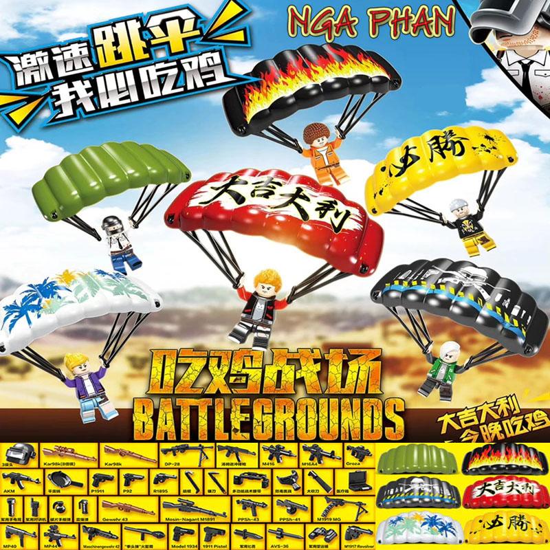 Bộ 6 Nhân Vật Game PUBG Nhảy Dù Siêu Cấp Quan Guan Đồ Chơi Xếp Hình Lắp Ráp MOC DIY