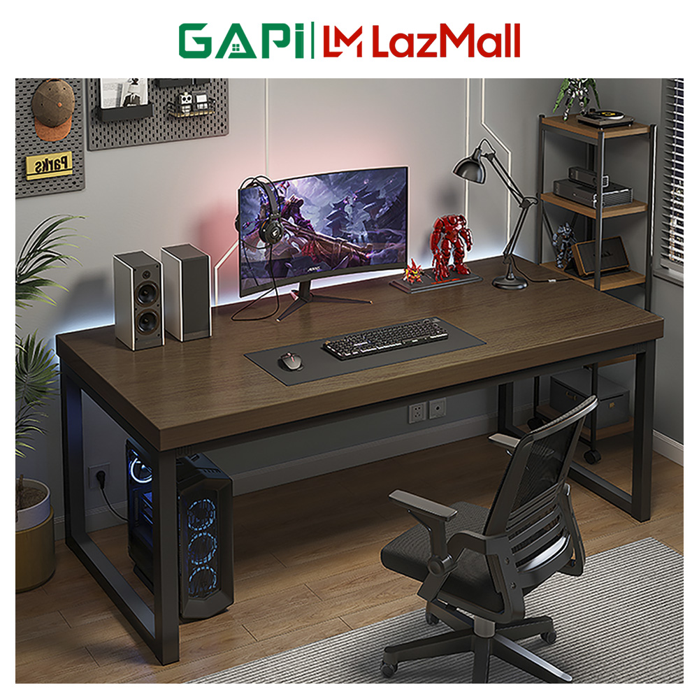 Bàn làm việc, bàn học chân sắt, mặt gỗ chống nước, thiết kế đơn giản decor góc làm việc - GM66