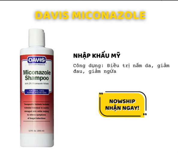 Sữa tắm hỗ trợ viêm da, nấm, ghẻ trên chó mèo davis micona 355ml