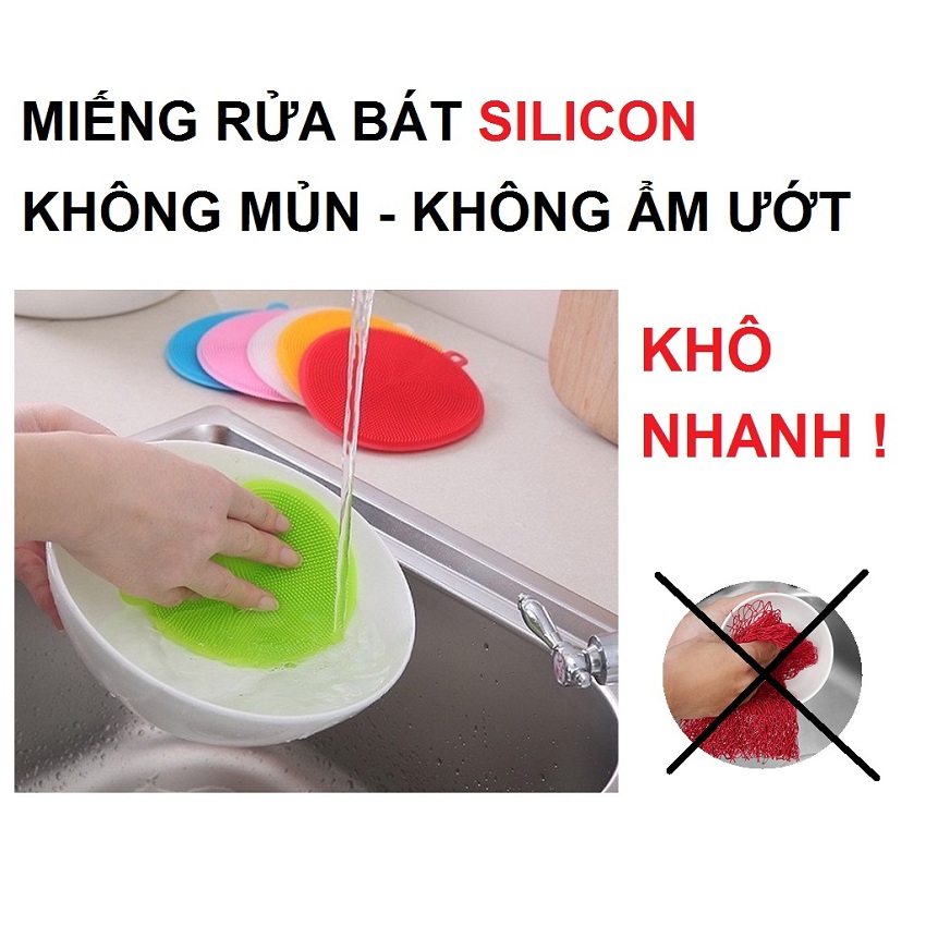 Miếng rửa chén Silicon - Không mủn - Không ẩm ươt - Nhanh khô - Hạn chế tối đa vi khuẩn - Cứu cánh cho các bà nội trợ