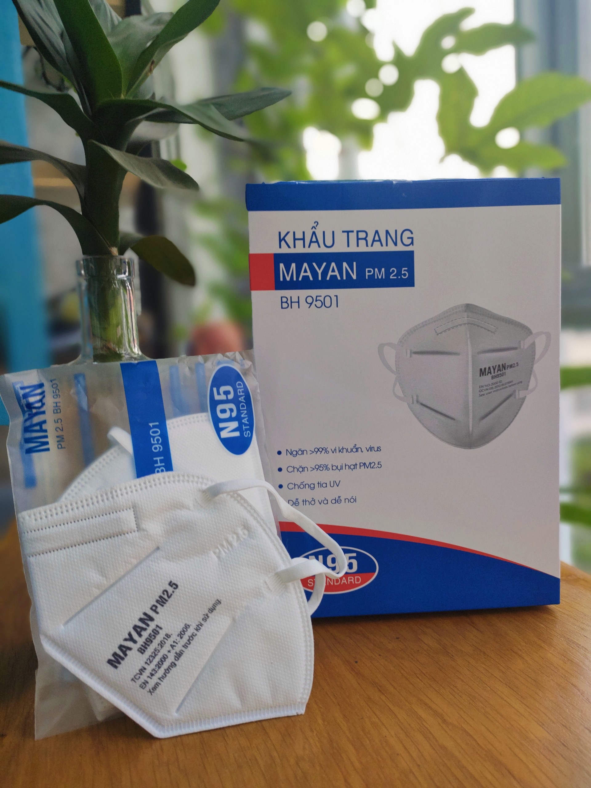 Khẩu trang mayan pm2.5 9501 bh túi xanh 2 cái/túi