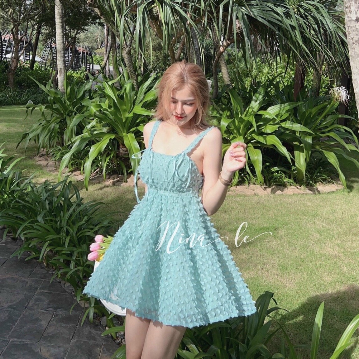 Đầm nữ hai dây xốp dễ thương, đầm hai dây tiểu thư sang chảnh. Đầm chữ A bánh bèo. Váy babydoll chấm bi nổi dáng suông bánh bèo đi biển.