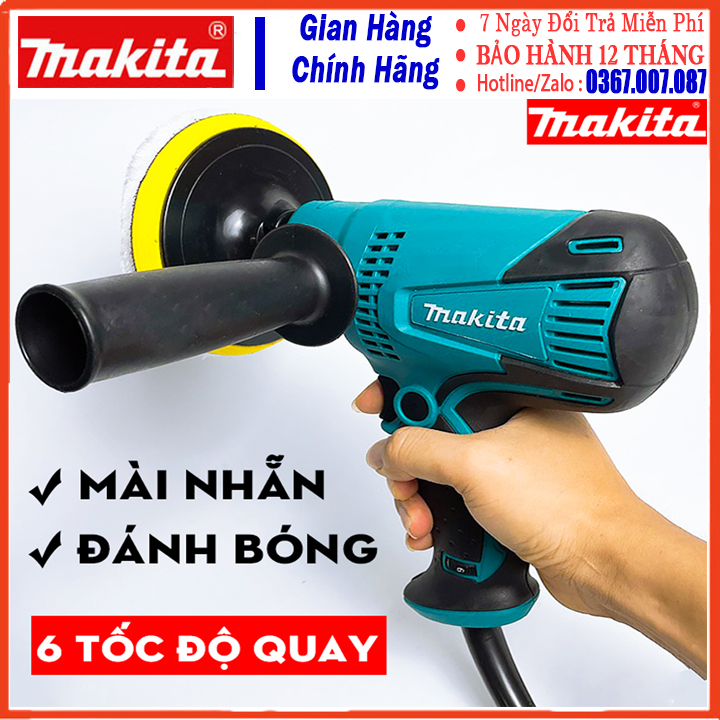Máy đánh bóng xe hơi cầm tay Makita TẶNG miếng chà bông , máy đánh bóng xe máy ô tô , máy chà nhám Makita GV6010 - Máy đánh bóng inox - chổi đánh bóng inox