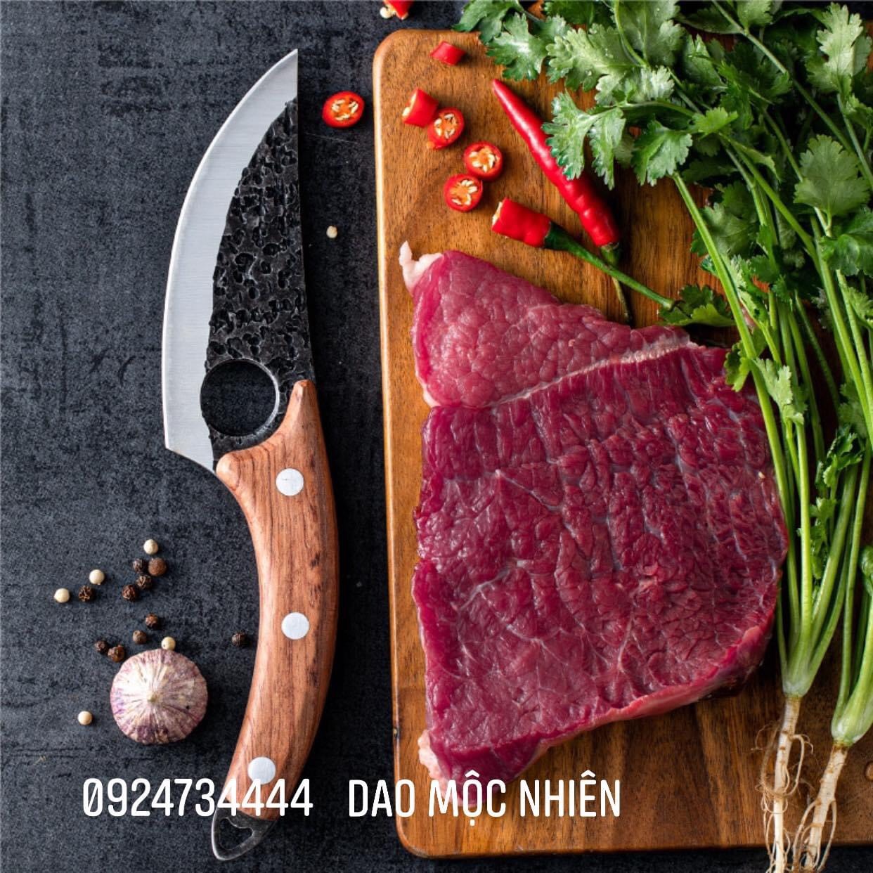 {Lưỡi Cacbon-Tặng bao da} Dao thái thịt bò lưỡi thép Cacbon tương đương dao phẫu thuật