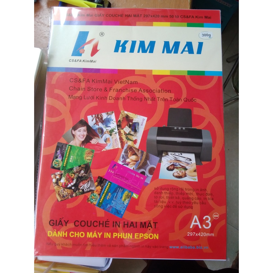 50 tờ giấy in ảnh 2 mặt khổ a3 hãng kim mai giấy couche bóng định lượng 300gsm