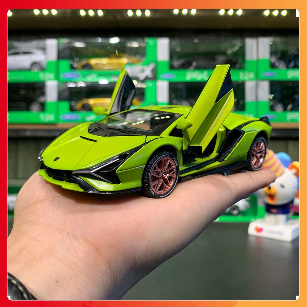 Mô hình xe lamborghini sian fkp tỉ lệ 1:32 hãng xhd màu xanh